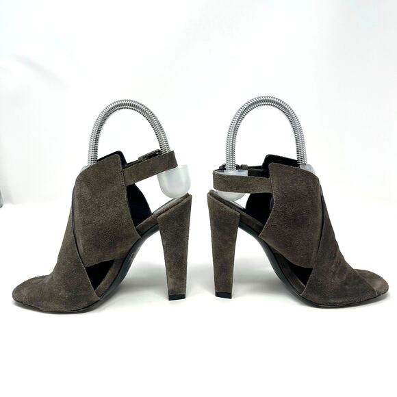All Saints Womens Size 37 EU US 6 Ulla Suede Sandal Gray Suede Peep Toe Heels - Picture 1 of 12